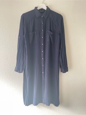 Thread Story Classic Navy Button-Down Tunic Shirt Dress